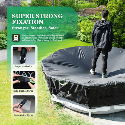 18FT Round Winter PoolCover - Heavy Duty 500DAbove Ground Pool Coverwith Windproof Straps &UV Resistance