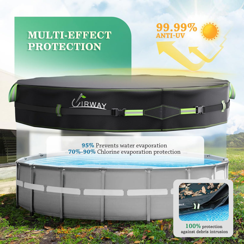 18FT Round Winter PoolCover - Heavy Duty 500DAbove Ground Pool Coverwith Windproof Straps &UV Resistance