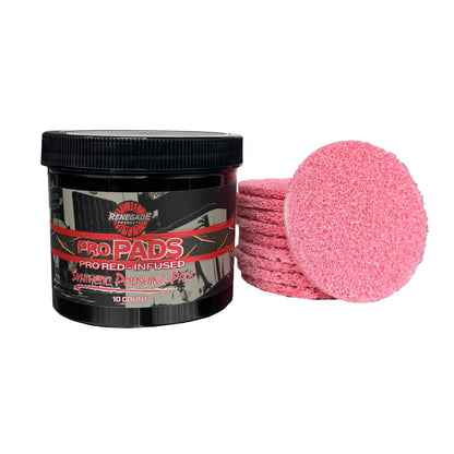 10-Pack Red-Infused Polishing Pads – Synthetic Pro Pads for Aggressive Cutting & Metal Polishing, Heavy Duty Surface Restoration Tools