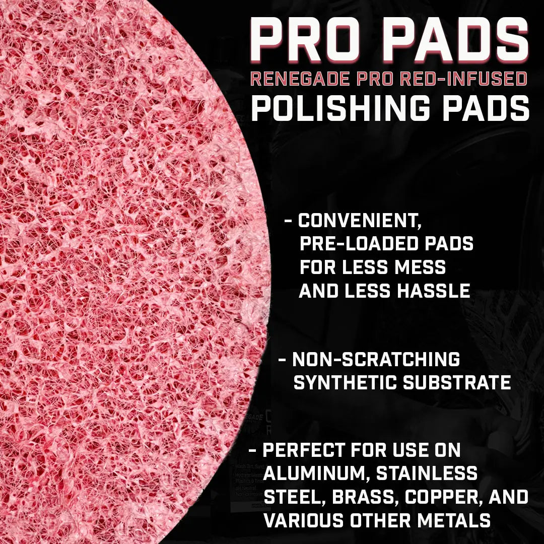 10-Pack Red-Infused Polishing Pads – Synthetic Pro Pads for Aggressive Cutting & Metal Polishing, Heavy Duty Surface Restoration Tools
