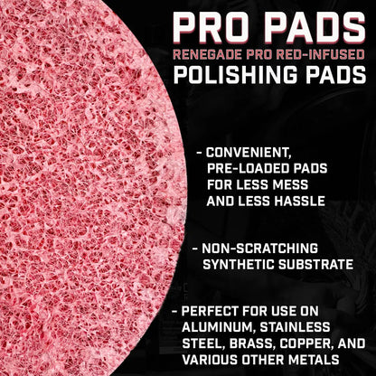 10-Pack Red-Infused Polishing Pads – Synthetic Pro Pads for Aggressive Cutting & Metal Polishing, Heavy Duty Surface Restoration Tools