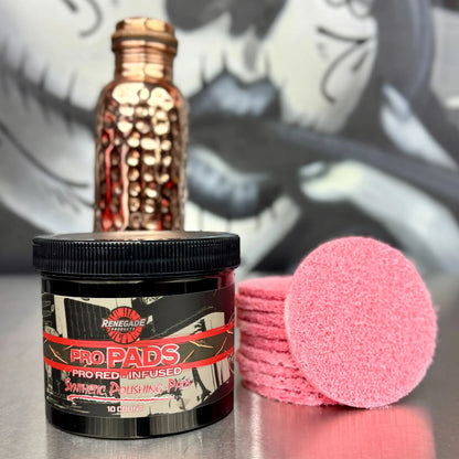 10-Pack Red-Infused Polishing Pads – Synthetic Pro Pads for Aggressive Cutting & Metal Polishing, Heavy Duty Surface Restoration Tools